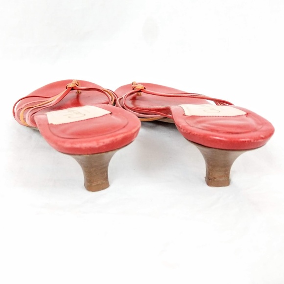 Cole Haan Laced Leather Red Thong Sandals - Picture 4 of 8